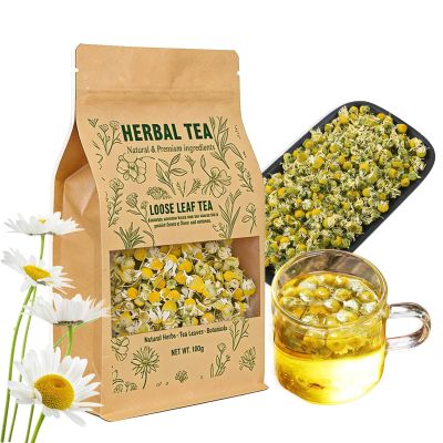 Organic Chamomile Tea, Caffeine Free Calming Chamomile Loose Leaf Tea for Bedtime Rituals, Evening Relaxation, Herbal Coffee Alternative (100g/3.52oz Chamomile)