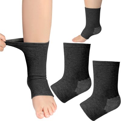 LLMSIX 2pcs Large Black Bamboo Foot Sleeves, Soft and Breathable Plantar Fasciitis Socks, Arch Support Ankle Compression Sleeve for Men and Women Running Travel Work Foot Relief Supplies (Black, L)