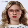 Firmoo Blue Light Glasses for Women/Men, Stylish Big Frame Blue Light Blocking Glasses for Computer, Pink Clear, KBT7277 1.25x view 2