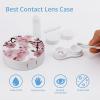BTCOWZRV Cherry Japanese Cherry Blossom Contact Lens Case with Mirror, Portable Contact Lens Box with Solution Bottle, Glasses Travel Holder with Tweezers, Contact Case Storage for Women Men view 3
