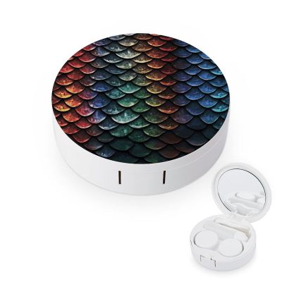 BTCOWZRV Dragon Scale Contact Lens Case with Mirror, Portable Contact Lens Box with Solution Bottle, Glasses Travel Holder with Tweezers, Contact Case Storage for Women Men
