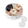 BTCOWZRV Pomeranians Pattern Contact Lens Case with Mirror, Portable Contact Lens Box with Solution Bottle, Glasses Travel Holder with Tweezers, Contact Case Storage for Women Men view 1