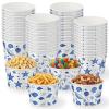 Romooa 48 Pcs 9oz Summer Ocean Theme Paper Bowls Treat Snack Cups Summer Ice Cream Dessert Bowl Treat Snack Cup for Hot or Cold Food Conch, Turtle, and Seashell Patterns Party Favor Supplies view 1