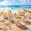 Romooa 48 Pcs 9oz Summer Ocean Theme Paper Bowls Treat Snack Cups Summer Ice Cream Dessert Bowl Treat Snack Cup for Hot or Cold Food Conch, Turtle, and Seashell Patterns Party Favor Supplies view 2
