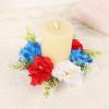 4th of July Candle Wreath Artificial Flower Green Leaves Patriotic Candle Holder Red White Blue Decorations (Multicolor, 20cm) view 4