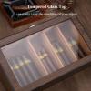 Handmade Cigar Humidor Glass Top Cigar Box with Hygrometer Humidifier and Divider Desktop Cedar Wood Storage Case Hold 50 Cigars view 2