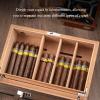 Handmade Cigar Humidor Glass Top Cigar Box with Hygrometer Humidifier and Divider Desktop Cedar Wood Storage Case Hold 50 Cigars view 4