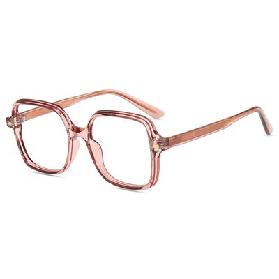 Firmoo Blue Light Blocking Glasses for Women/Men Anti Eyestrain Computer Eyeglasses Square Frame 1.0x Clear Pink