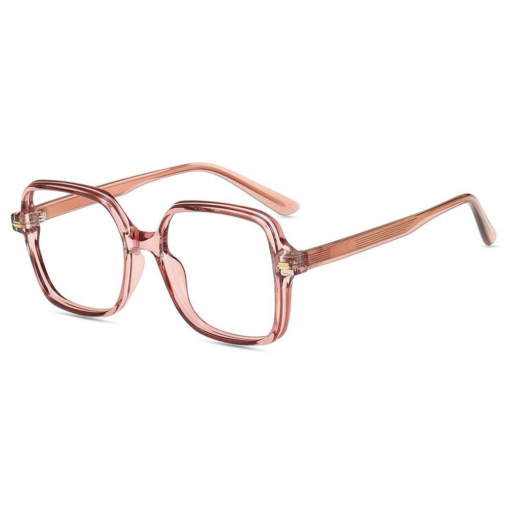 Firmoo Blue Light Blocking Glasses for Women/Men Anti Eyestrain Computer Eyeglasses Square Frame 1.0x Clear Pink