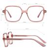 Firmoo Blue Light Blocking Glasses for Women/Men Anti Eyestrain Computer Eyeglasses Square Frame 1.0x Clear Pink view 4