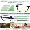 K.LAVER Photochromic Progressive Multifocus Reading Glasses Blue Light Blocking Multifocal Readers Spring Hinge Sunglasses (Blue, 3.5, x) view 2