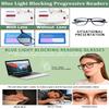 K.LAVER Photochromic Progressive Multifocus Reading Glasses Blue Light Blocking Multifocal Readers Spring Hinge Sunglasses (Blue, 3.5, x) view 4