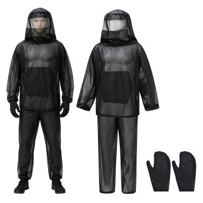 Mosquito Net Suit,Mosquito Jacket with Hood&Pants&Gloves,Bug Suit for Men Women,Outdoor Full Body Protection Lightweight Mosquito Proof Clothing for Gardening Camping Fishing Hiking