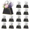 PATIKIL Flower Gift Bags (Black) (12 Pcs) Portable Bouquet Wrapping Bag Paper Bouquet Bag Boxes with Handles for Floral Arrangement/Wedding/Birthday/Party/Christmas view 1