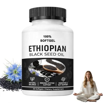 2026 Purely Ethiopian Black Seed Oil Capsules,Ethiopian Black Seed Oil, Organic Cold Pressed, Non-GMO, Gluten-Free, Premium Black Cumin Seed Oil, 60 Softgels(1 Bottle)