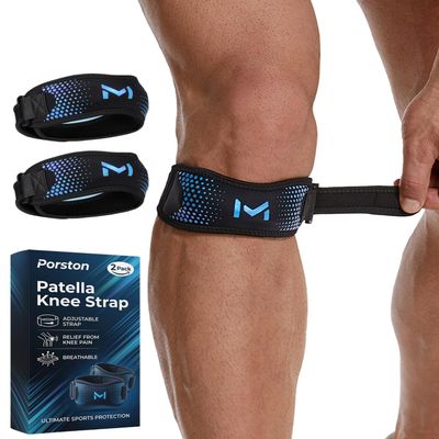 Patella Tendon Knee Straps 2 Pack for Pain Relief, Patellar Support Stabilizer Brace for Running, Hiking, Soccer, Basketball, Jumpers Knee, Tennis, Tendonitis, Volleyball & Squats, Men&Women(Blue)
