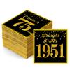 1951 75th Birthday Napkins, Black Gold 75th Birthday Decorations for Men Woman Cheers to 75 Years Straight Outta 1951 Anniversary Party Cocktail Napkins Disposable 50PCS, 6.5x6.5 Inches view 1