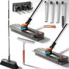 2026 Upgraded 3-in-1 Heavy Duty Floor Scrub Brush, Floor Scrub Brush with Long Handle, 3 in 1 Adjustable Scrub Brush Bathtub with Squeegee for Cleaning Bathroom/Patio (Black*2) view 1