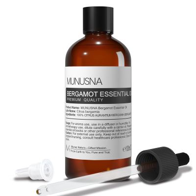 MUNUSNA Bergamot Essential Oil 100ML, 100% Pure Natural Bergamot Oil Premium Grade Aromatherapy Oil for Hair Face Skin Body Care, Diffuser, Massage, Home, Soap and Candle Making