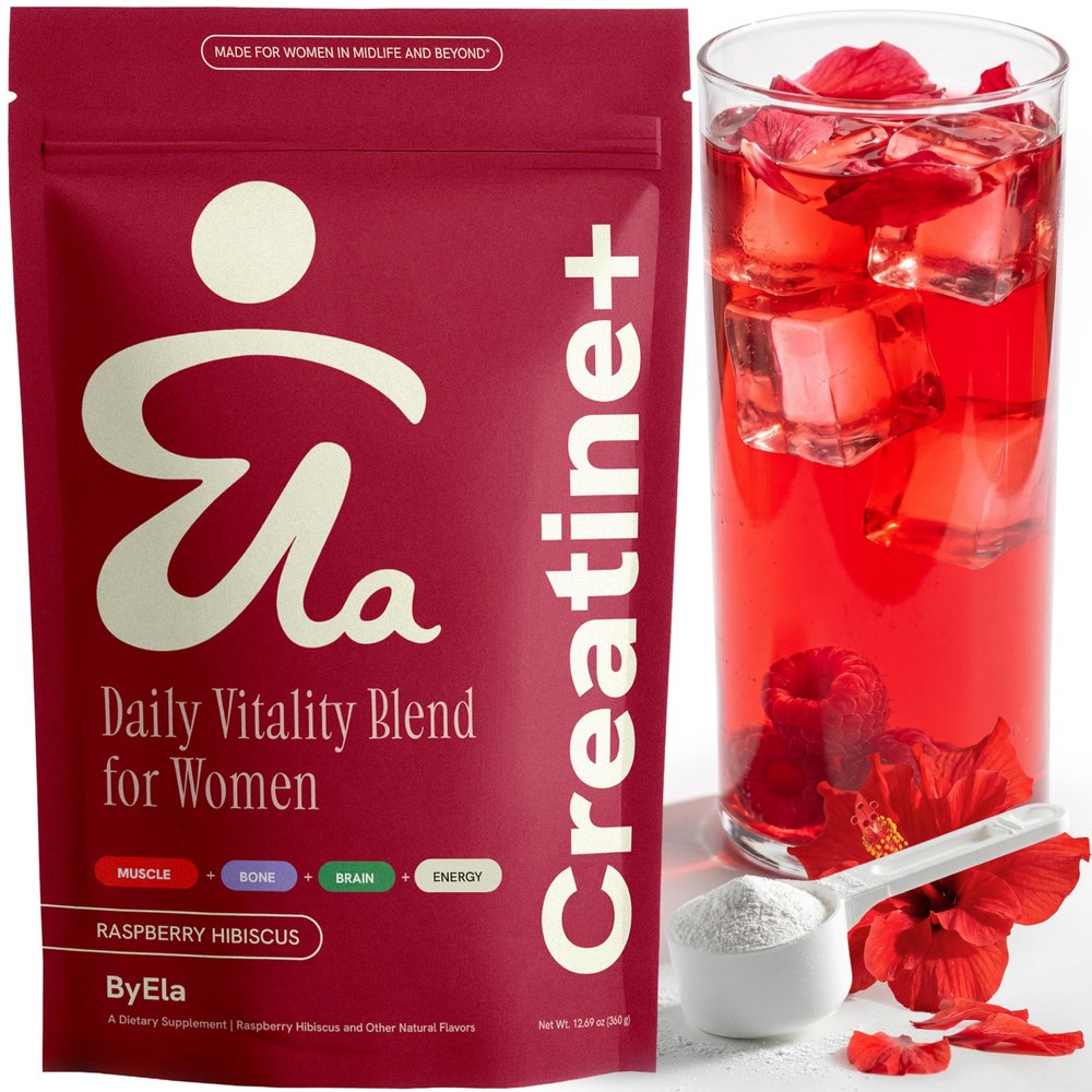 ByEla Creatine for Women Over 40 - All-in-One 5g Creatine Monohydrate, Ashwagandha, D3 K2, Citicoline, L-Theanine, B Vitamins for Muscle Bone Brain Energy, Perimenopause Menopause Support (30 Serv)