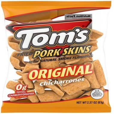Lyons Protein Source | Tom's Fried Pork Skins Original Flavor Chicharrones, 2.37 Oz (3 bags)