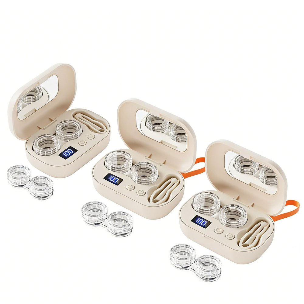 Contact Lens Cleaner Case-Deep Cleaning, Contact Lense Case, Portable Contact Lens Cleaner for Home & Sports (Skin, 3pcs)