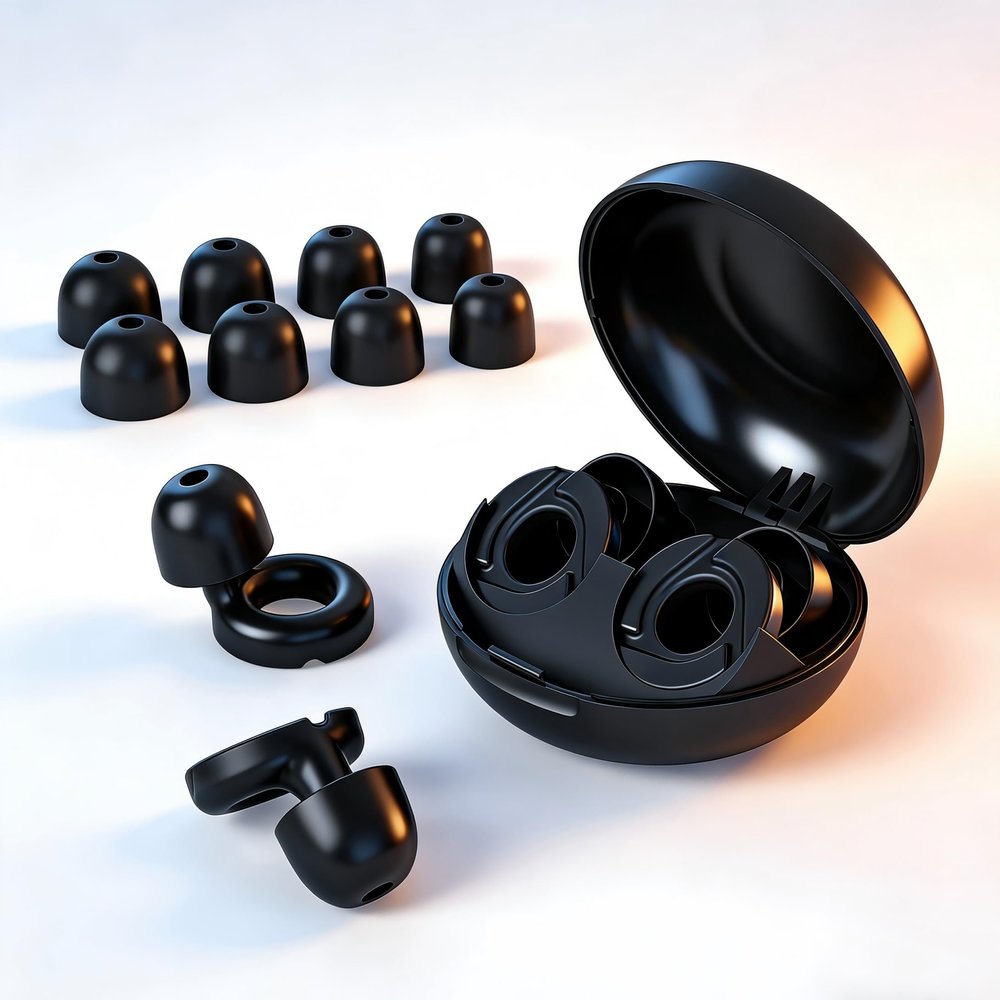 [EBANKJ] Sleep Silicone Earplugs - Ultra Soft Noise Cancelling earplugs for Side Sleepers, Matte Black Surface Suitable for Motorcycle earplugs, Reusable snoring, Travel Hearing Protection