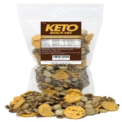 Keto Snack Mix with Low Carb Nuts and Cheese Crisps Savory Snack with Nuts and Cheese for Keto Diet, 14 Ounce
