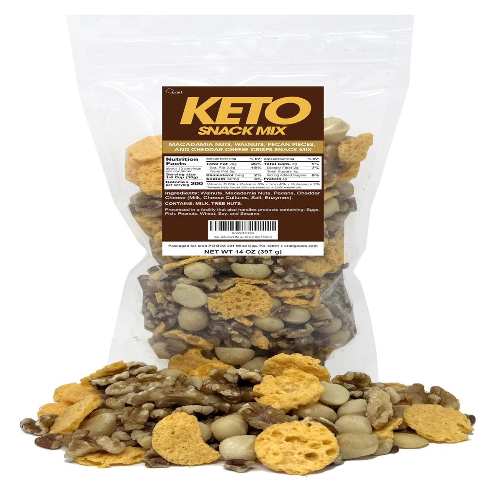 Keto Snack Mix with Low Carb Nuts and Cheese Crisps Savory Snack with Nuts and Cheese for Keto Diet, 14 Ounce