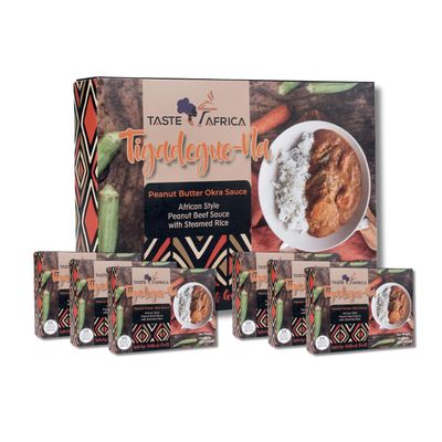 Authentic Taste Africa Peanut Butter Okra Sauce with Steamed Rice - Traditional West African Peanut Beef Stew Frozen Meal - Tigadegue-Na - 6PCK