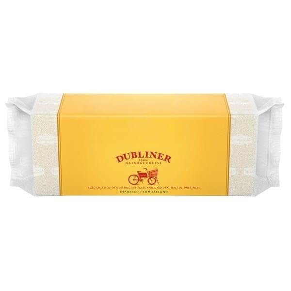 Dubliner Imported Irish Cheese, Milk From Grass-fed Cows; Imported from Ireland; Natural Cheese; Aged with a Distinctive Taste and a Natural Hint of Sweetness; Keep Refrigerated. [ 28.8 oz, 1.8 lb ]