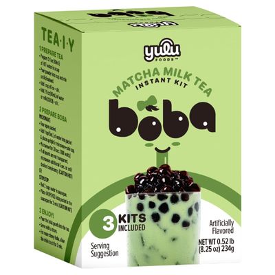 Yulu Foods Kit Tea Mix Matcha Boba Tea 8.25 oz (Pack of 8)