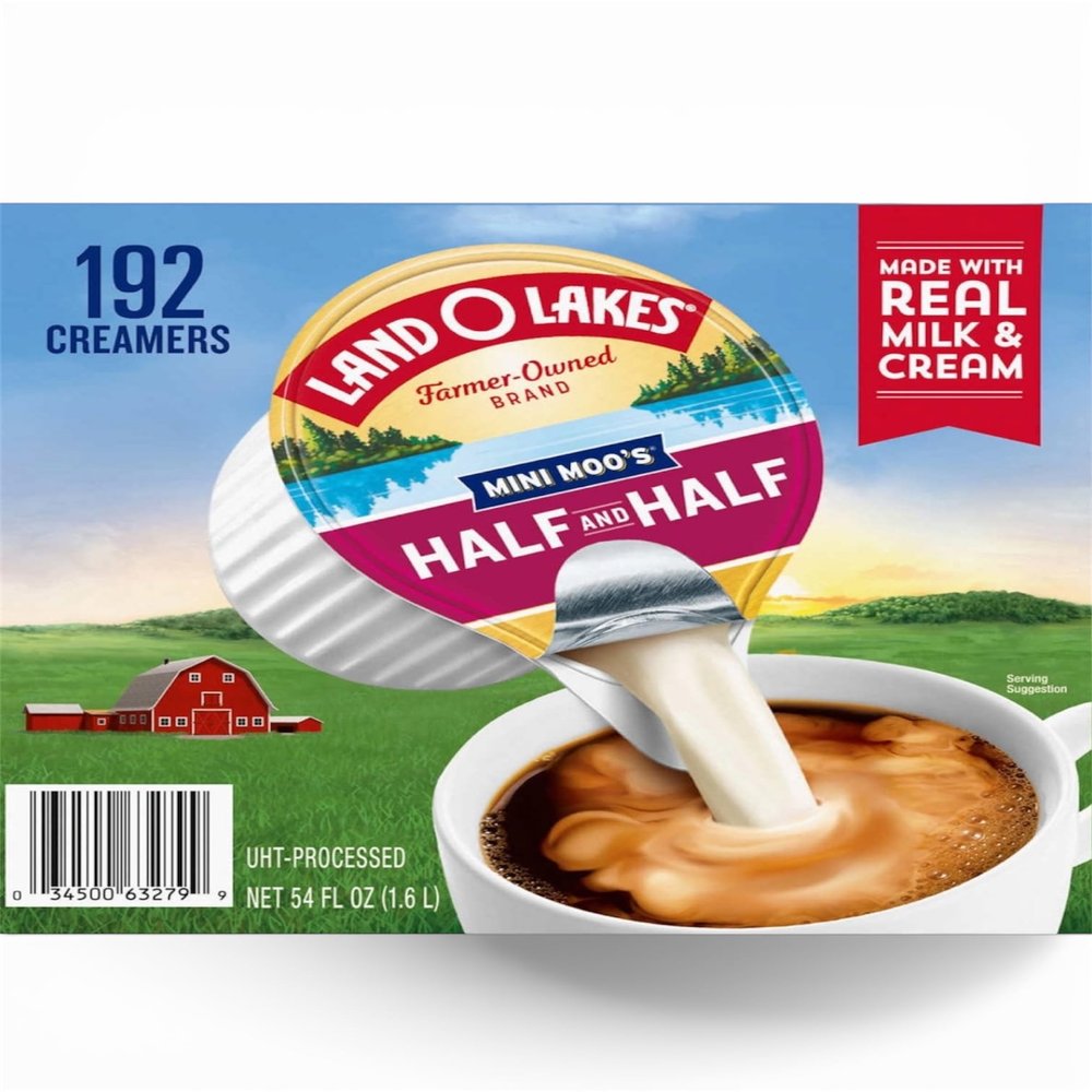 Half and Half Coffee Creamer Singles 192 Count, Individual Mini Creamer Cups, Dairy Creamer for Coffee, Portion Cups, Shelf Stable