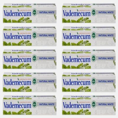 Natural White Toothpaste, 98% Natural, Vegan, Peppermint, 10 x 75ml Bundle