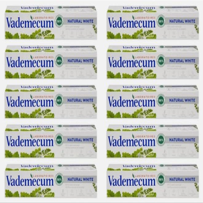 Natural White Toothpaste, 98% Natural, Vegan, Peppermint, 10 x 75ml Bundle