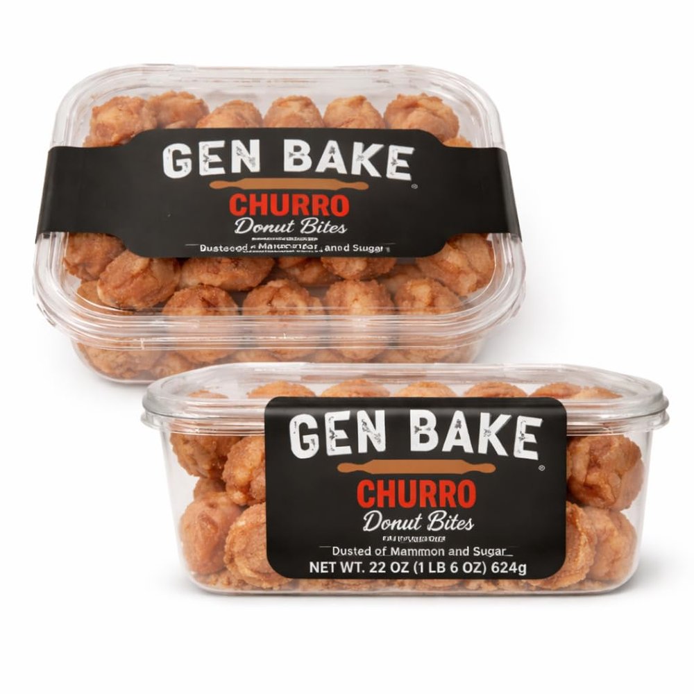 Gen Bake Churro Donut Bites Pack of 2, Cinnamon Sugar Dessert Bites, Soft & Sweet Bakery Snack, Ready-to-Eat Treats, 22 oz Each (44 oz Total)