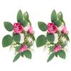 HOMOCONO Artificial Peony Garland Wreaths for Table Centerpiece, Spring Floral Candle Rings, Pink Red Faux Peony Flowers, 2pcs Set, Wedding and Festival Decoration view 1