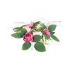 HOMOCONO Artificial Peony Garland Wreaths for Table Centerpiece, Spring Floral Candle Rings, Pink Red Faux Peony Flowers, 2pcs Set, Wedding and Festival Decoration view 2