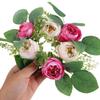 HOMOCONO Artificial Peony Garland Wreaths for Table Centerpiece, Spring Floral Candle Rings, Pink Red Faux Peony Flowers, 2pcs Set, Wedding and Festival Decoration view 4
