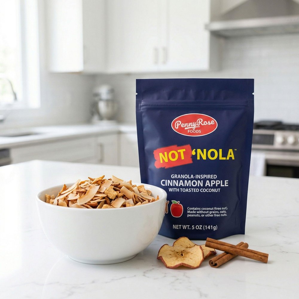 AIP Granola Cereal Grain Free & Gluten Free, No Oats or Nuts, Toasted Coconut Apple Cinnamon | NOT*NOLA by Penny Rose Foods, 5 oz