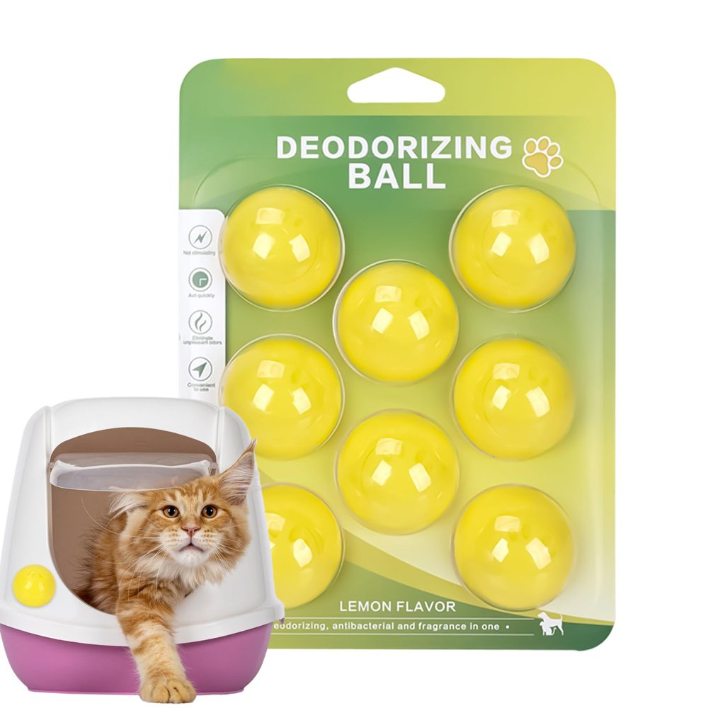 Pet Odor Absorber - 8 Piece Long-Lasting Scented Freshener for Closets with Lemon Peach | Wardrobe Odor Absorber featuring Spherical Design, Furniture Carpet Bathroom Bedroom Kitchen Small Multi Pack
