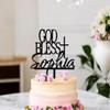 TiTaicor Personalized God Bless Cake Topper, Baptism Toppers, CommunionToppers, Dedication Cake Topper for Birthday Proposal Engagement Wedding Anniversary Bridal Shower Party Supplies. view 1