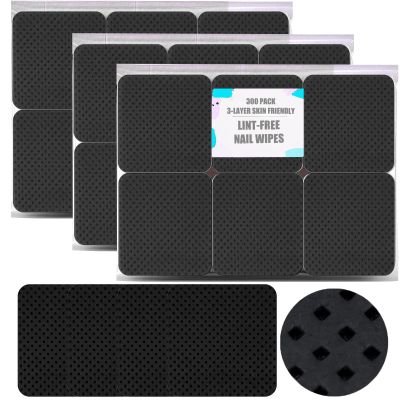300 Pcs Grade Lint Free Wipes for Nails, Super Absorbent Nail Wipes for Gel Polish Removal, Eyelash Extensions, and Nail Prep (300, biack)