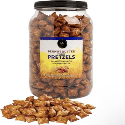 Peanut Butter Filled Pretzels, Crunchy Nuggets with Real, Salty Snacks for Adults & Kids, Perfect for Parties, Movies & On-the-Go, Kosher, 50 oz Resealable Jar