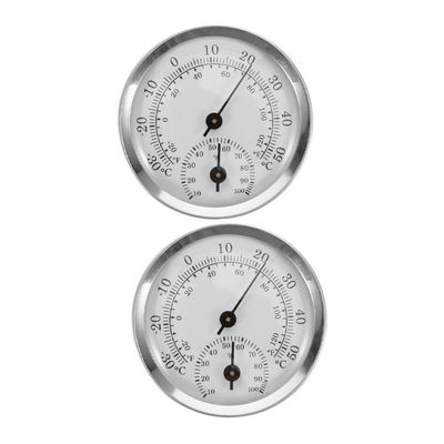 Artibetter 2pcs Analog Cigar Humidity Meter and Thermometer with Plastic Lens, Mini High Precision Hygrometer for Humidors and Cigar Boxes, Silver White Adjustable Humidity Monitor for Indoor