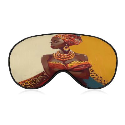 Traditional African Girl Painting Sleep Mask Adjustable Light Blocking Blindfold Soft Breathable Eye Mask Eyeshade Night Eye Cover Night Blindfold Sleep Shade Cover for Travel Yoga Nap