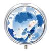 Blue And White Chinese Style Flower And Bird Pills Container with 3 Compartment, Round Medicine Organizer for Travel, Portable Small Pill Case, Pill Box for Purse Pocket, Fish Oil Holder, Pill Carrier view 1