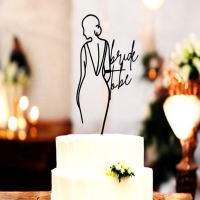 Egeshangb Curvy Bride Cake Topper,Monogram Wooden Bridal Shower Decor Cake Topper for Birthday Proposal Engagement Wedding Anniversary Bridal Shower Party Supplies Decorations.