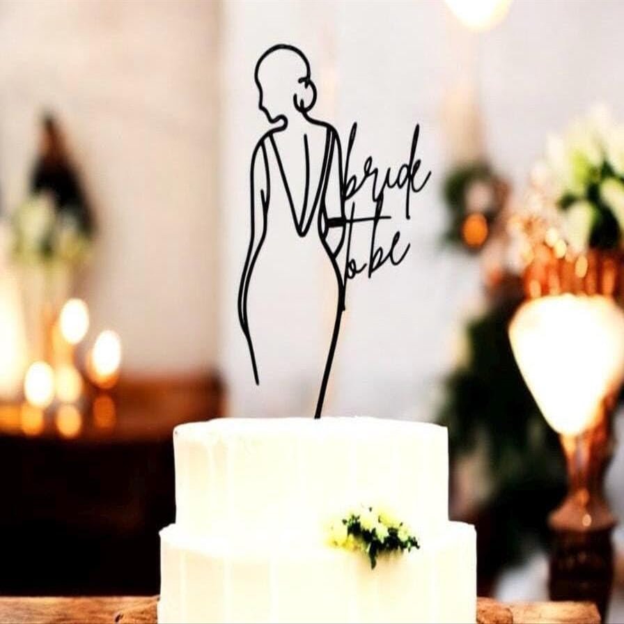 Egeshangb Curvy Bride Cake Topper,Monogram Wooden Bridal Shower Decor Cake Topper for Birthday Proposal Engagement Wedding Anniversary Bridal Shower Party Supplies Decorations.