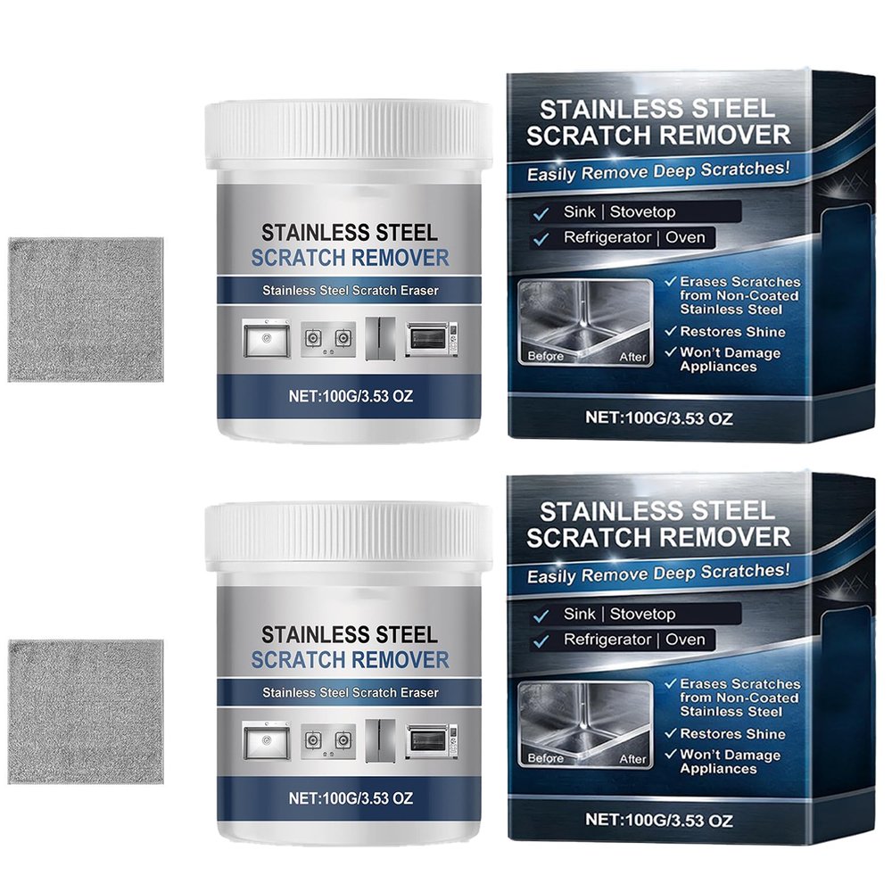 Scratch Removal Kit - Heavy-duty Sink and Appliance Repair Paste - Highly effective scratch remover for uncoated stainless steel, cookware, refrigerators and ovens - 3.53 ounces (3, 3.53 OZ)